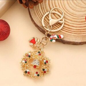 Christmas wreath, rhinestone bag, charm